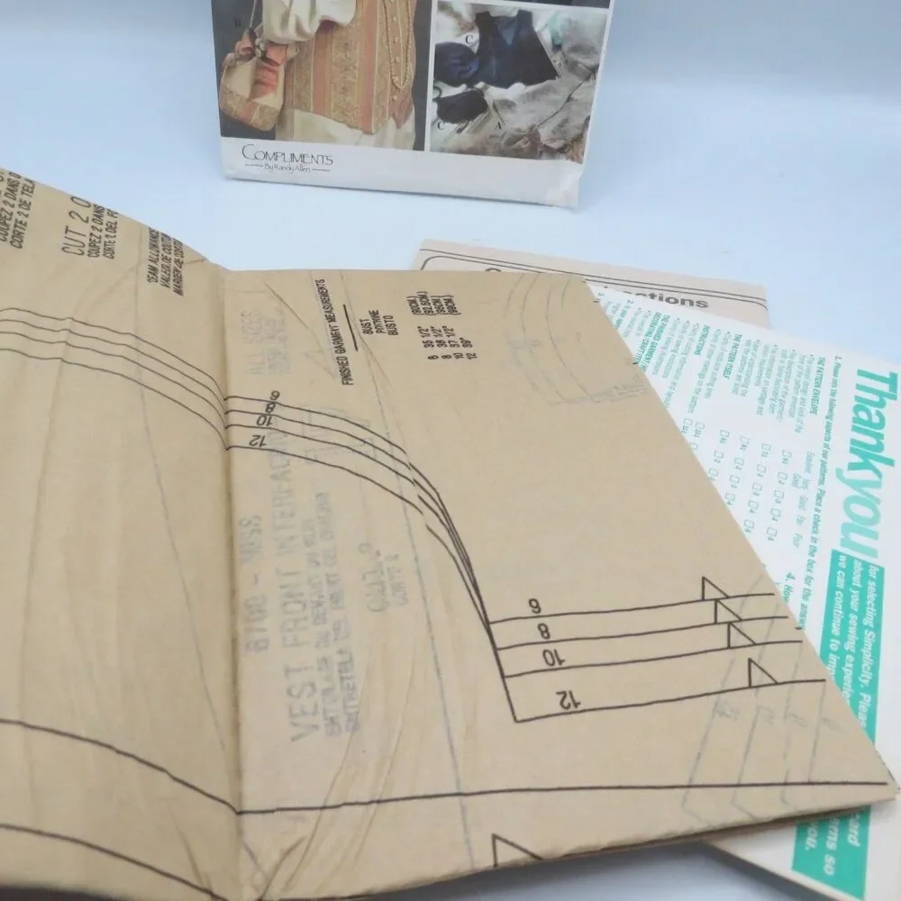 Simplicity 8700 Vest Beret Bag Sz AA (6,8,10,12) 1990s